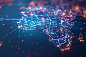 Obraz premium Digital Map of Africa Network Connection created with Generative AI