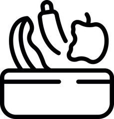 Minimalist black and white vector icons of healthy lifestyle food. Including fruits and vegetables. For meal prep. Fitness. Wellness. And clean eating