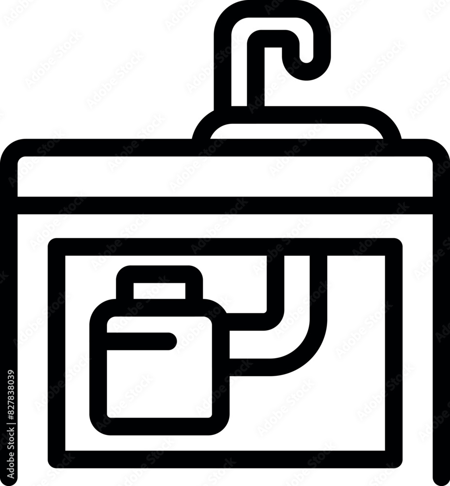 Poster vector line art icon depicting a lecture podium with an attached microphone, suitable for presentati