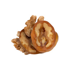 Walnut sausage on white background Turkish dessert