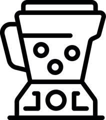 Black and white line art illustration of an electric kitchen blender icon
