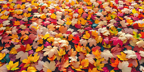 The Symphony of Autumn: A vibrant display of fall foliage, spanning across a winding path with crunching leaves beneath feet, creating a picturesque scene.