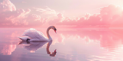 The Symphony of Sunset and Serenity: The pastel skies of dusk cast a soothing pink glow on a...