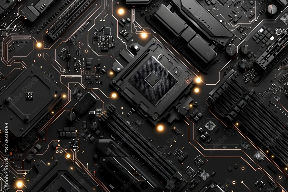 Poster electronic computer hardware technology. circuit board. digital chip background.