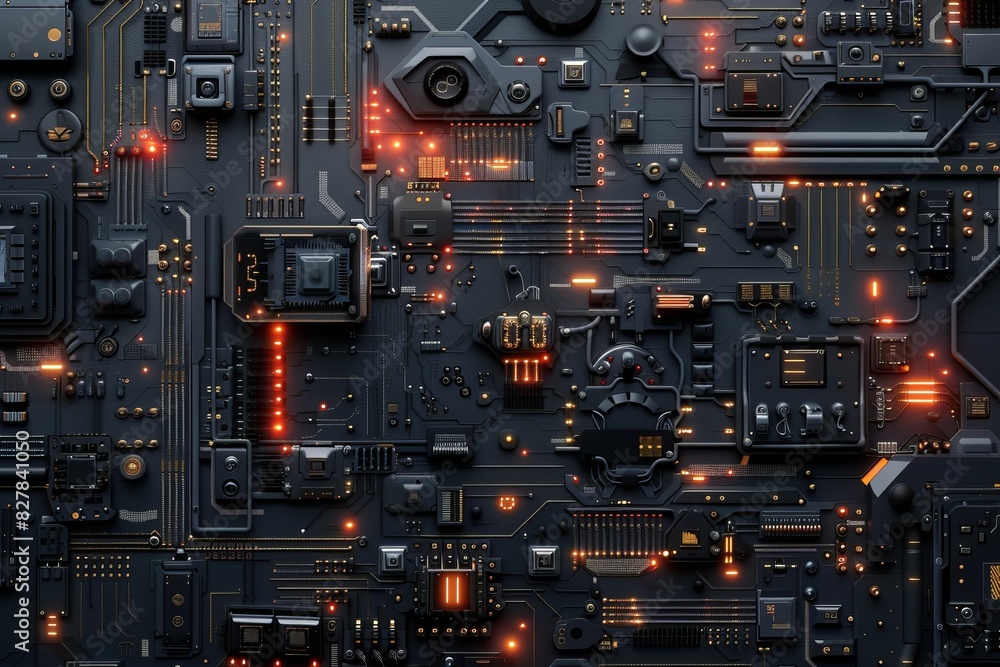 Poster electronic computer hardware technology. circuit board. digital chip background.