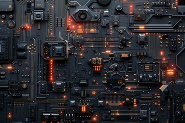 Fototapeta premium Electronic computer hardware technology. Circuit board. Digital chip background.