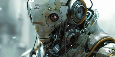 Fototapeta premium Cyborg robots futuristic mechanics 