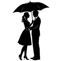 a realistic beautiful couple in black silhouette isolated on a white background
