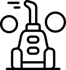 Black and white illustration of a vintage rocket ship in line art style, suitable for icons and logos