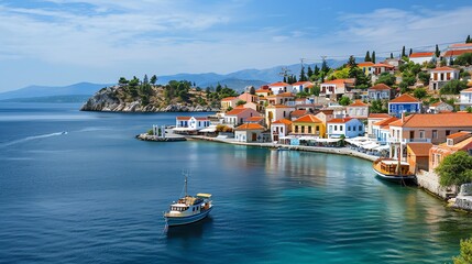 Obraz premium A tranquil village by the waterfront.