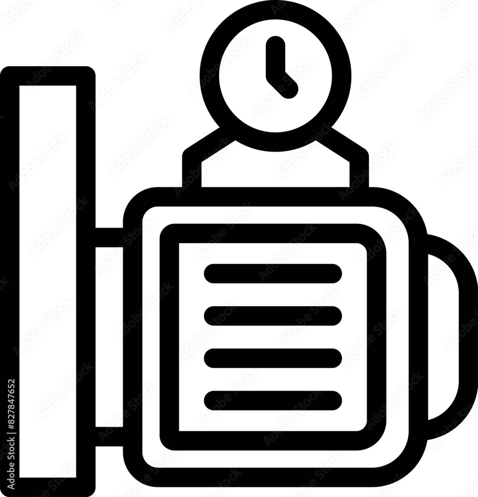 Poster black and white icon illustrating a reporter with microphone and onair timer, perfect for media conc