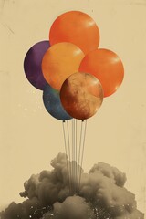 Colorful Balloons Floating in the Air. Generative AI