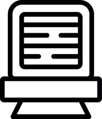 Simplified icon representing a train station's departure board in a classic black and white line art style