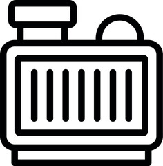 Black outline vector icon of a dslr camera battery