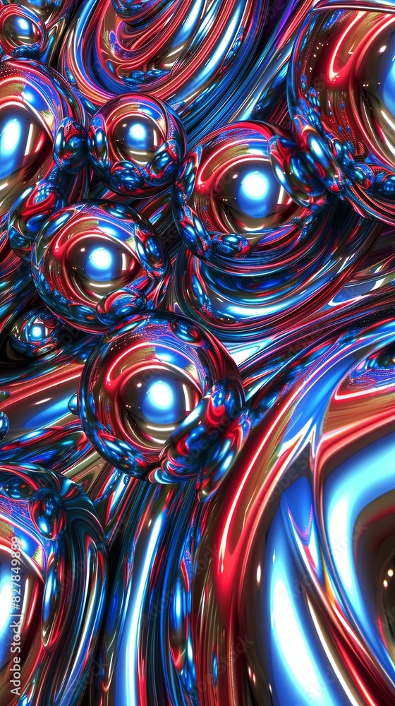 Poster a multitude of shiny balls elegantly float in the air