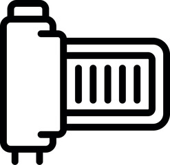 Simple black line art vector illustration of a battery with charge indicator