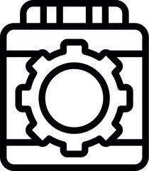 Black and white icon of a battery with a gear symbol, representing energy settings