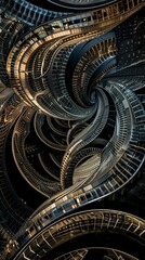 Obraz premium A massive spiral structure adorned with numerous windows
