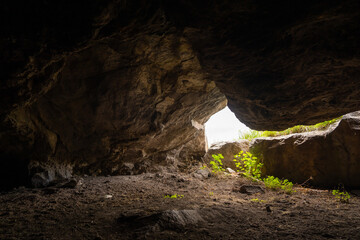 natural scene seen from inside the cave, Nature, light,
