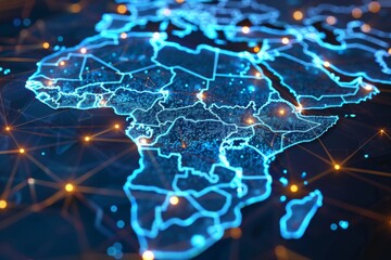 Obraz premium Digital Map of Africa Network Connection created with Generative AI