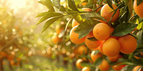 Orange Orchard - Workers bend low under the weight of ripening fruit in a lush orange orchard, their muscles straining as they gather the harvest for market