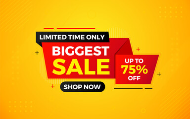 Biggest sale banner. Biggest sale of the year banner. Sale and discounts Biggest sale, Promotion special marketing poster design for digital and print market.