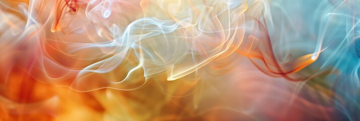 Blurry colorful background with swirling incense smoke in warm tones and soft focus