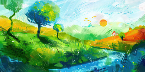 A child's imagination comes to life on the canvas, vivid colors and whimsical brushstrokes telling a story only they can see