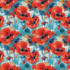 Beautiful flowers seamless pattern. Floral nature decorative vintage background. Raster bitmap illustration. Digital painting style. AI artwork.	