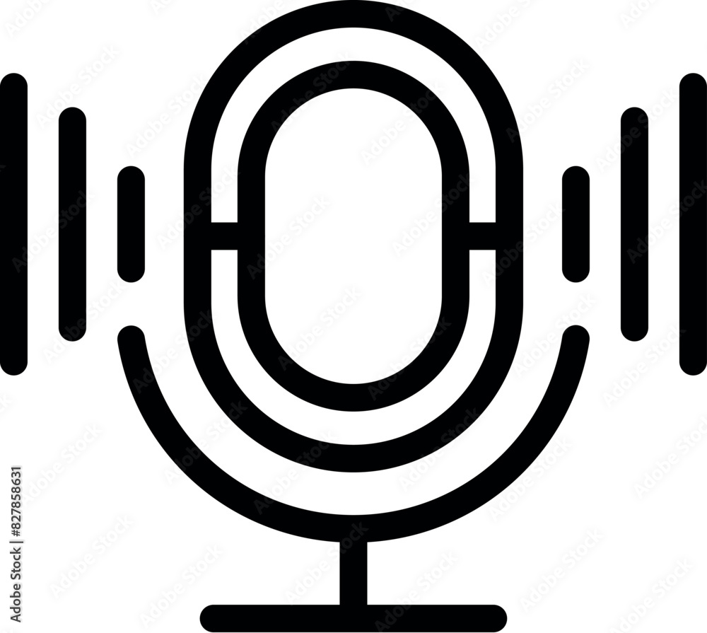 Poster modern vector illustration of a black and white minimalist podcast microphone icon for broadcasting 