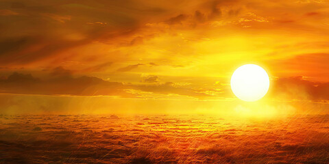 Fototapeta premium Embrace the Golden Hour: Stunning Sunset Over the Horizon
