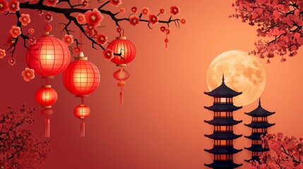vector image flat of lunar new year background, banner, Chinese New Year 2024. 
