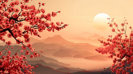 vector image flat of lunar new year background, banner, Chinese New Year 2024. 