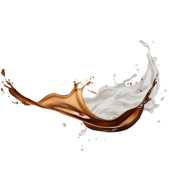 coffee and milk splashes On transparent background 
