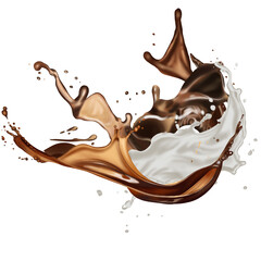 coffee and milk splashes On transparent background 