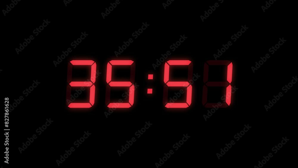 Poster red digital countdown timer starting at 40:00 (40 seconds) on black background, featuring high-visib