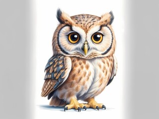 Obraz premium A quality colored pencil drawing of a cute and lovely Owl