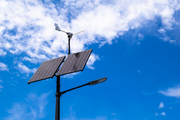 Modern street lighting field with solar photovoltaic panel