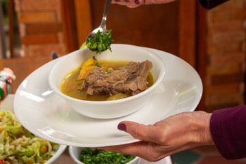stew with meat and vegetables - colombian sancocho