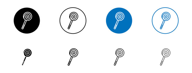 Candy icon set. lollipop vector icon. sucker lolipop sign in black and blue color.