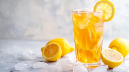 iced lemon tea with space area for text. national iced tea day