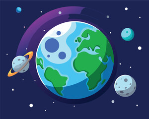 Earth and moon coloring vector