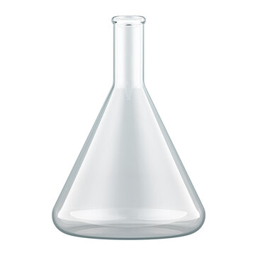 Empty conical flask, chemistry laboratory glassware. 3D rendering isolated on transparent background