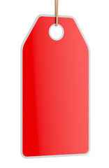 Red Sale Tag, 3D rendering isolated on transparent background