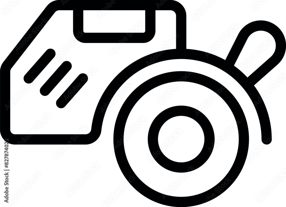 Wall mural Vector illustration of a simplistic line art icon featuring a camera and an sd memory card - Wall murals
