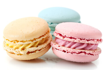 Fototapeta premium Colorful macaroons on a white background. Isolated.