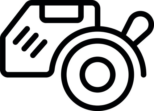 recommend clip art: Vector illustration of a simplistic line art icon featuring a camera and an sd memory card