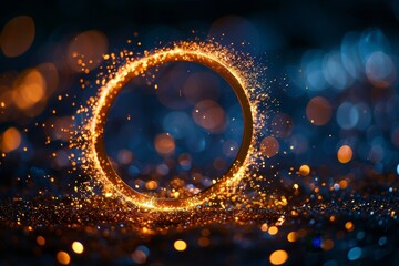 Obraz premium Fire embers particles over black background. Fire sparks background. Abstract dark glitter fire particles lights from above and below, as a frame.