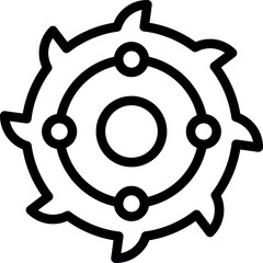 Simple line art illustration of a gear or cogwheel in high contrast black and white