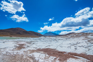 Landscape of Piedras Rojas and the Salar de Aguas Calientes at the Atacama Desert - Atacama, Chile